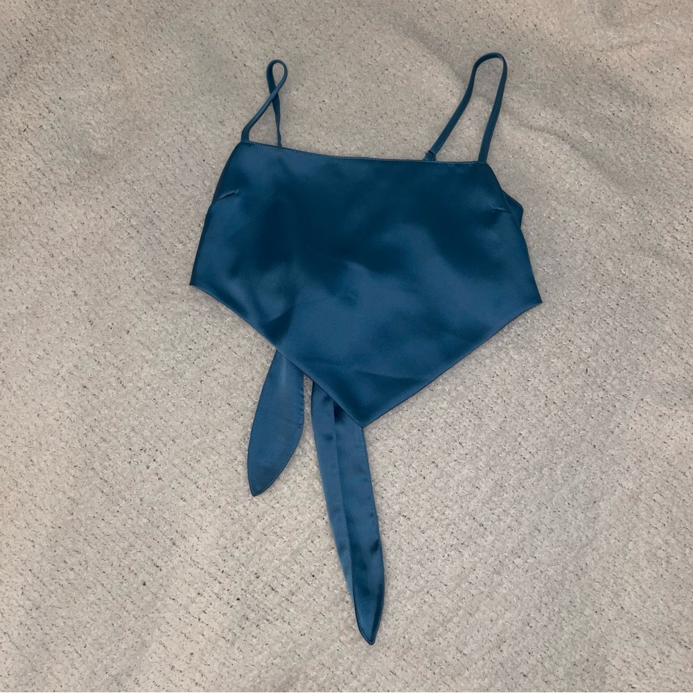 Shiny blue crop top!
